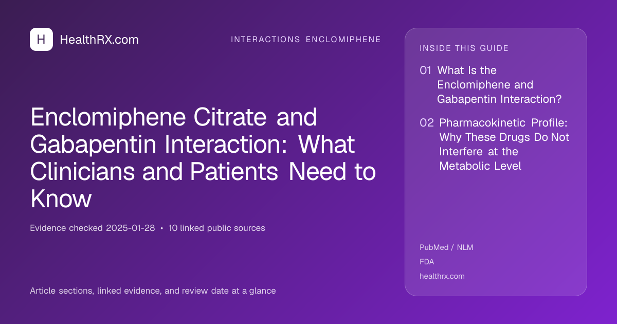 Evidence overview for Enclomiphene Citrate and Gabapentin Interaction: What Clinicians and Patients Need to Know