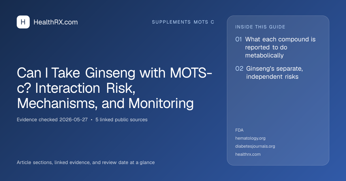 Evidence overview for Can I Take Ginseng with MOTS-c? Interaction Risk, Mechanisms, and Monitoring