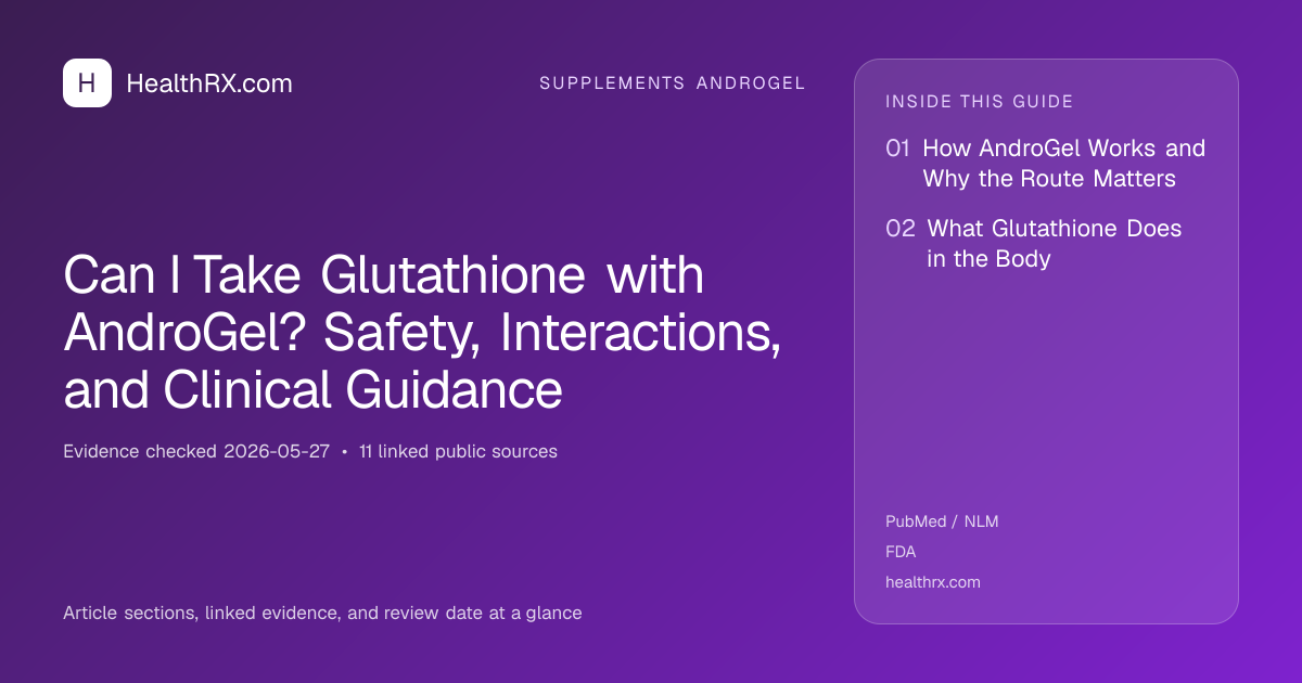 Evidence overview for Can I Take Glutathione with AndroGel? Safety, Interactions, and Clinical Guidance