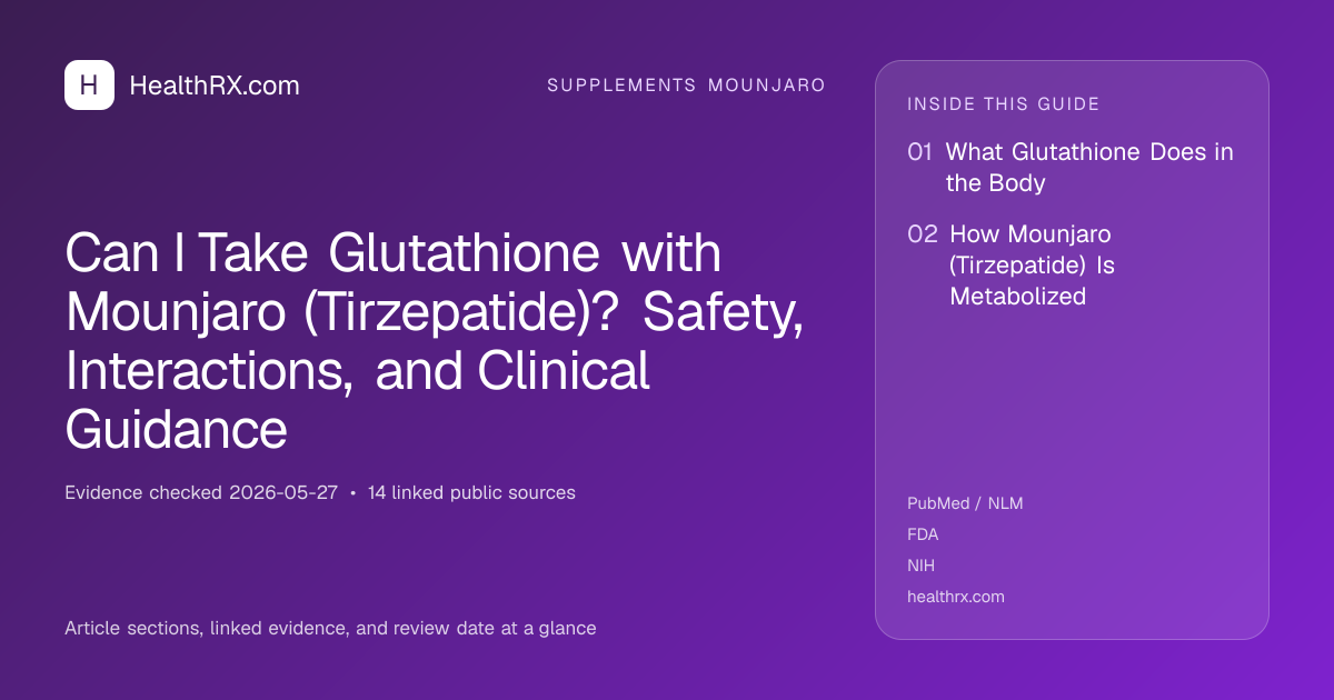 Evidence overview for Can I Take Glutathione with Mounjaro (Tirzepatide)? Safety, Interactions, and Clinical Guidance