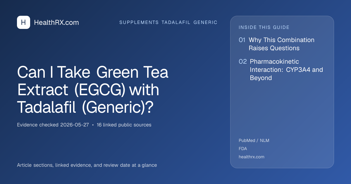 Evidence overview for supplements tadalafil generic: Can I Take Green Tea Extract (EGCG) with Tadalafil (Generic)?