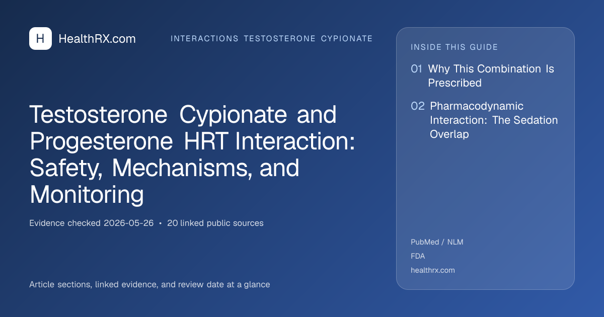 Evidence overview for Testosterone Cypionate and Progesterone HRT Interaction: Safety, Mechanisms, and Monitoring