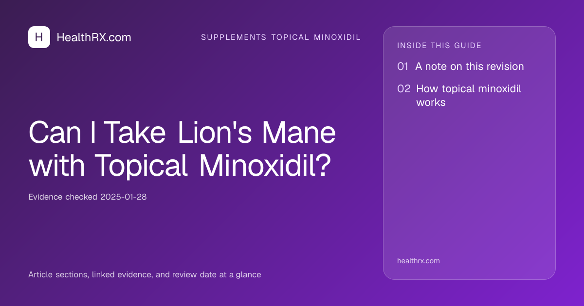 Evidence overview for supplements topical minoxidil: Can I Take Lion's Mane with Topical Minoxidil?