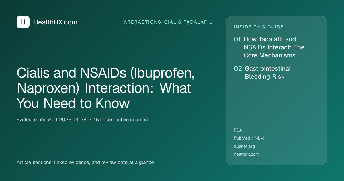 Evidence overview for interactions cialis tadalafil: Cialis and NSAIDs (Ibuprofen, Naproxen) Interaction: What You Need to Know