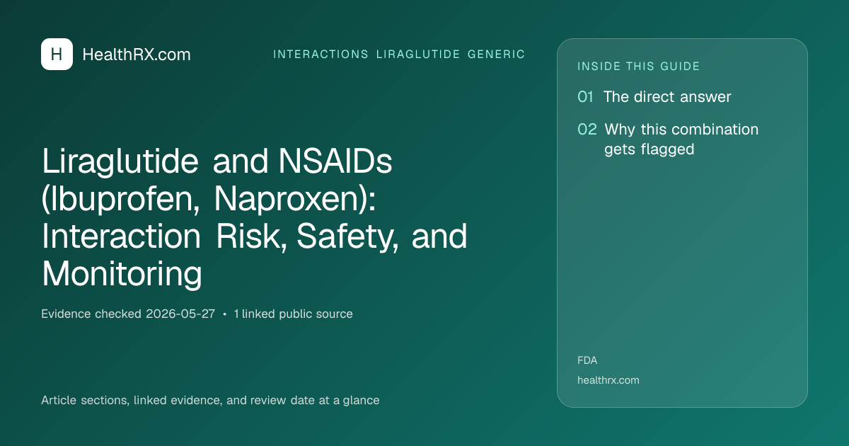 Evidence overview for Liraglutide and NSAIDs (Ibuprofen, Naproxen): Interaction Risk, Safety, and Monitoring
