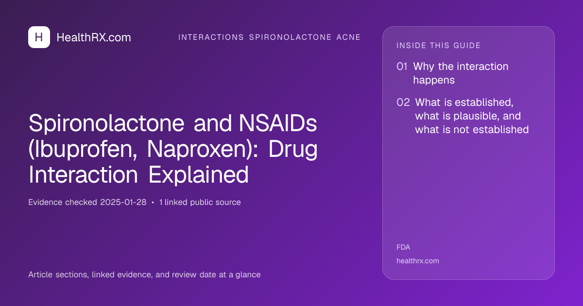 Evidence overview for interactions spironolactone acne: Spironolactone and NSAIDs (Ibuprofen, Naproxen): Drug Interaction Explained
