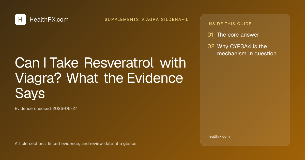 Evidence overview for supplements viagra sildenafil: Can I Take Resveratrol with Viagra? What the Evidence Says