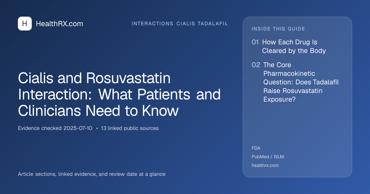 Evidence overview for interactions cialis tadalafil: Cialis and Rosuvastatin Interaction: What Patients and Clinicians Need to Know