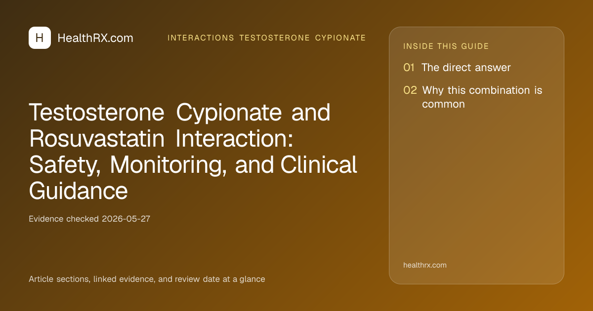 Evidence overview for Testosterone Cypionate and Rosuvastatin Interaction: Safety, Monitoring, and Clinical Guidance