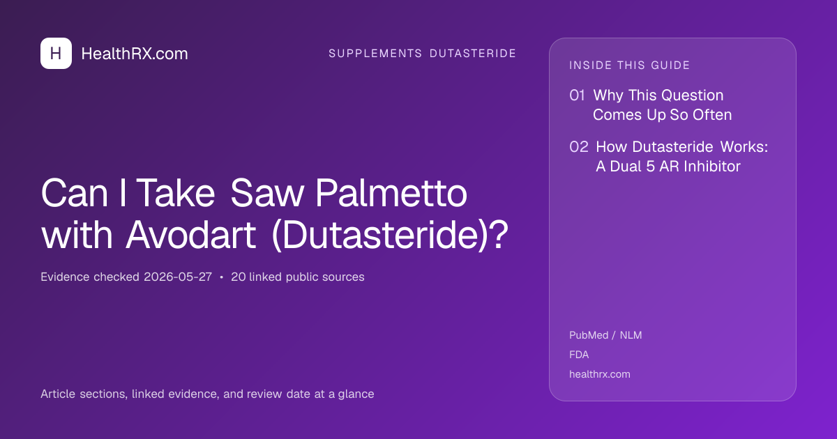 Evidence overview for supplements dutasteride: Can I Take Saw Palmetto with Avodart (Dutasteride)?