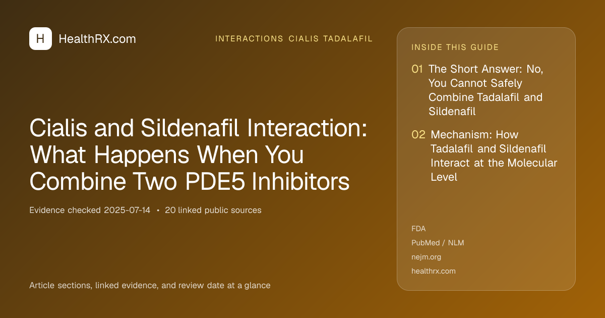 Evidence overview for interactions cialis tadalafil: Cialis and Sildenafil Interaction: What Happens When You Combine Two PDE5 Inhibitors
