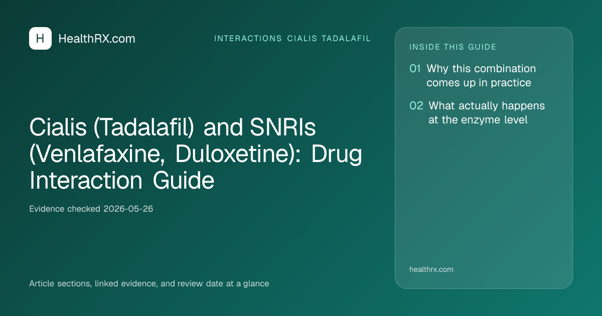 Evidence overview for interactions cialis tadalafil: Cialis (Tadalafil) and SNRIs (Venlafaxine, Duloxetine): Drug Interaction Guide