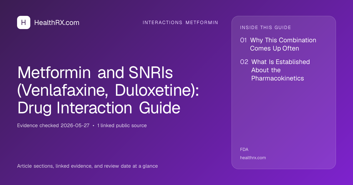 Evidence overview for interactions metformin: Metformin and SNRIs (Venlafaxine, Duloxetine): Drug Interaction Guide