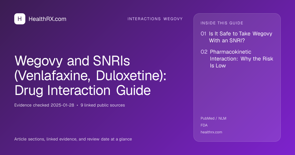 Evidence overview for Wegovy and SNRIs (Venlafaxine, Duloxetine): Drug Interaction Guide
