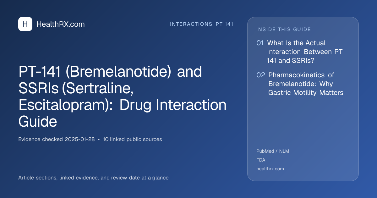 Evidence overview for interactions pt 141: PT-141 (Bremelanotide) and SSRIs (Sertraline, Escitalopram): Drug Interaction Guide