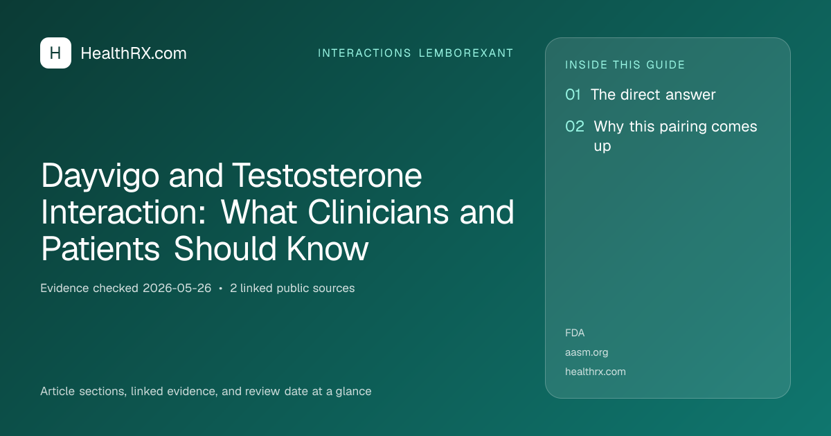 Evidence overview for Dayvigo and Testosterone Interaction: What Clinicians and Patients Should Know