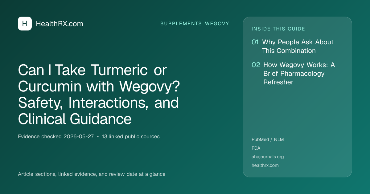 Evidence overview for Can I Take Turmeric or Curcumin with Wegovy? Safety, Interactions, and Clinical Guidance
