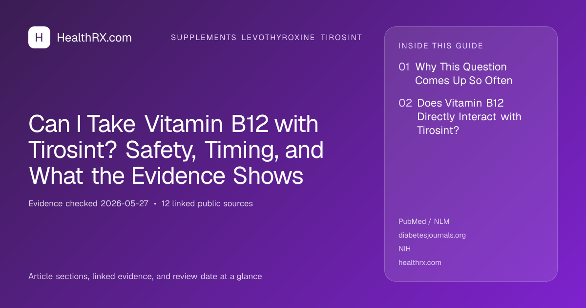 Evidence overview for Can I Take Vitamin B12 with Tirosint? Safety, Timing, and What the Evidence Shows
