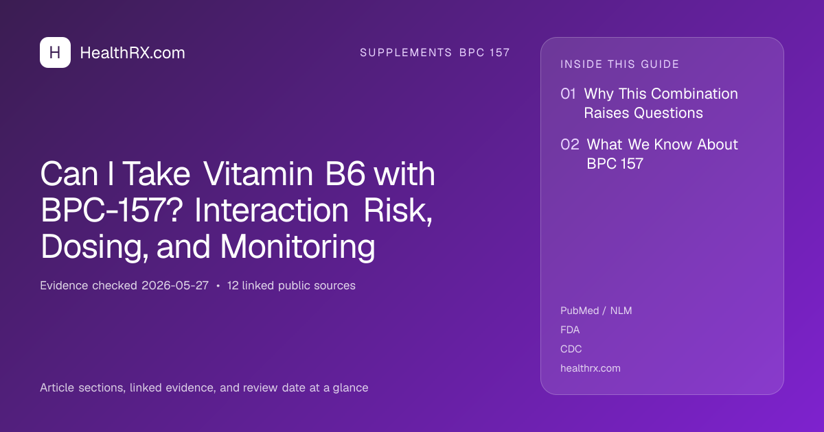Evidence overview for Can I Take Vitamin B6 with BPC-157? Interaction Risk, Dosing, and Monitoring