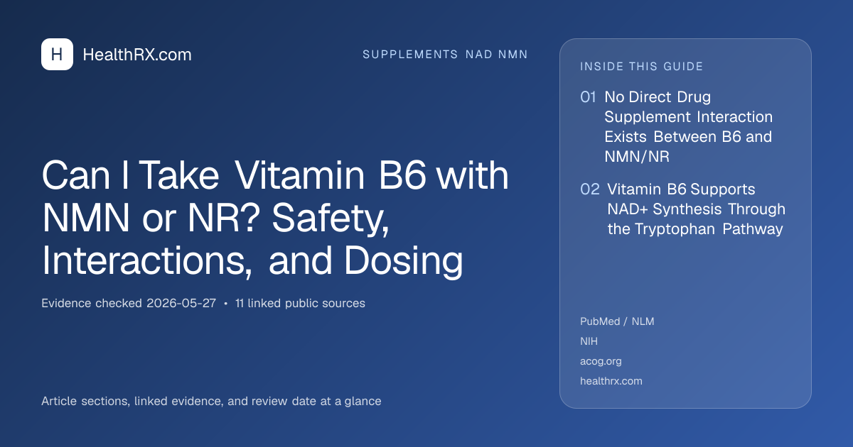 Evidence overview for Can I Take Vitamin B6 with NMN or NR? Safety, Interactions, and Dosing
