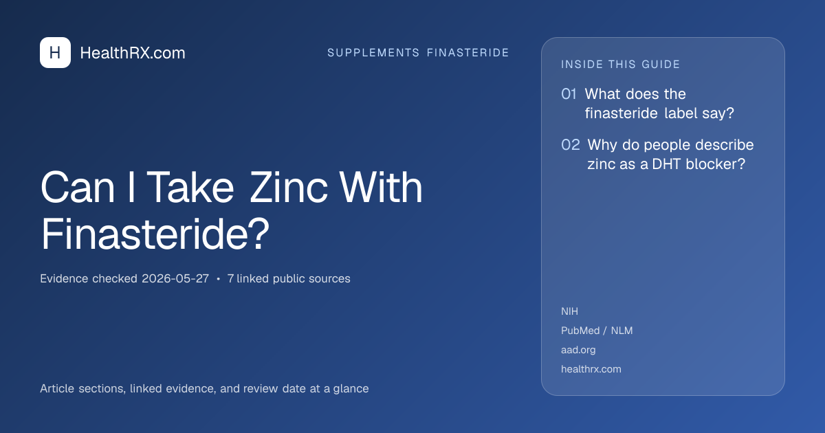 Evidence overview for supplements finasteride: Can I Take Zinc With Finasteride?