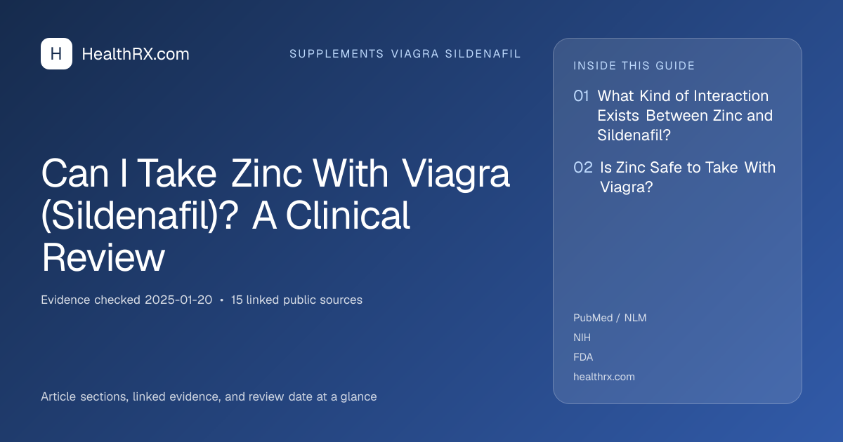 Evidence overview for supplements viagra sildenafil: Can I Take Zinc With Viagra (Sildenafil)? A Clinical Review