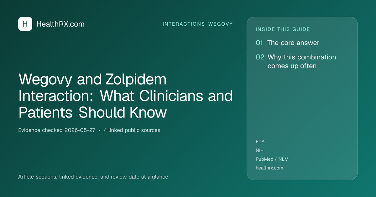 Evidence overview for Wegovy and Zolpidem Interaction: What Clinicians and Patients Should Know
