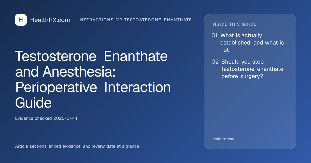 Evidence overview for Testosterone Enanthate and Anesthesia: Perioperative Interaction Guide