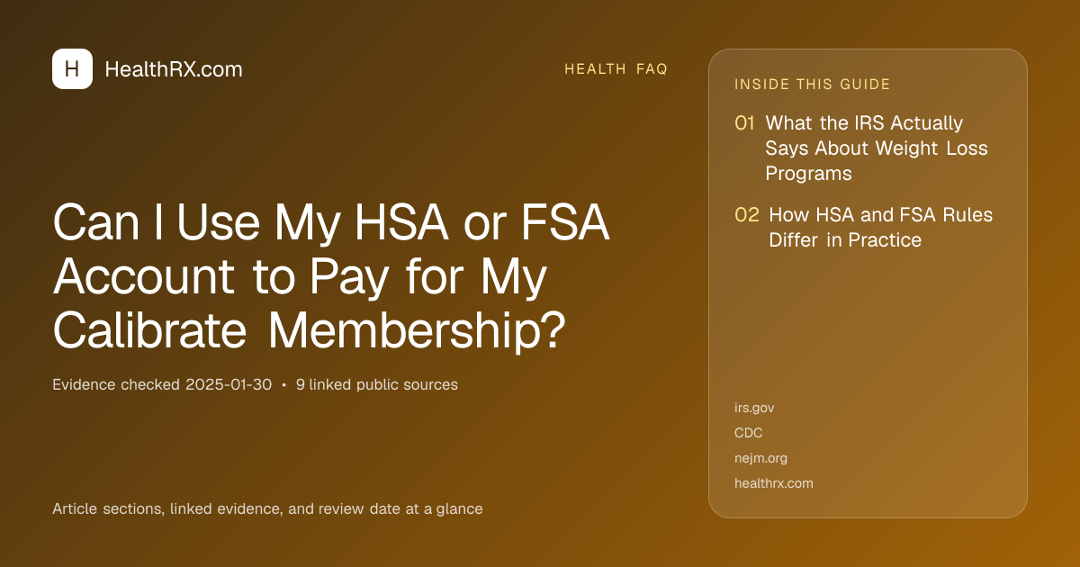 Evidence overview for Can I Use My HSA or FSA Account to Pay for My Calibrate Membership?