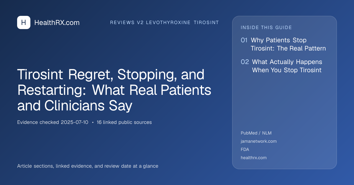 Evidence overview for reviews v2 levothyroxine tirosint: Tirosint Regret, Stopping, and Restarting: What Real Patients and Clinicians Say