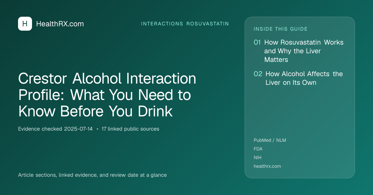 Evidence overview for interactions rosuvastatin: Crestor Alcohol Interaction Profile: What You Need to Know Before You Drink