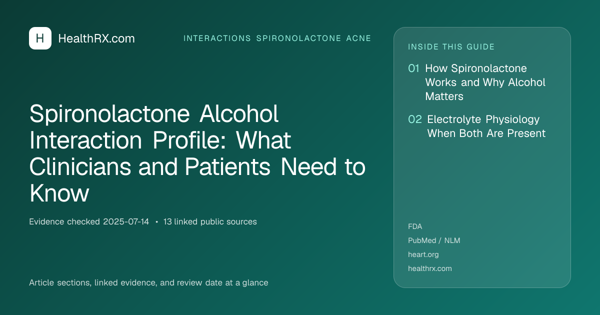 Evidence overview for interactions spironolactone acne: Spironolactone Alcohol Interaction Profile: What Clinicians and Patients Need to Know