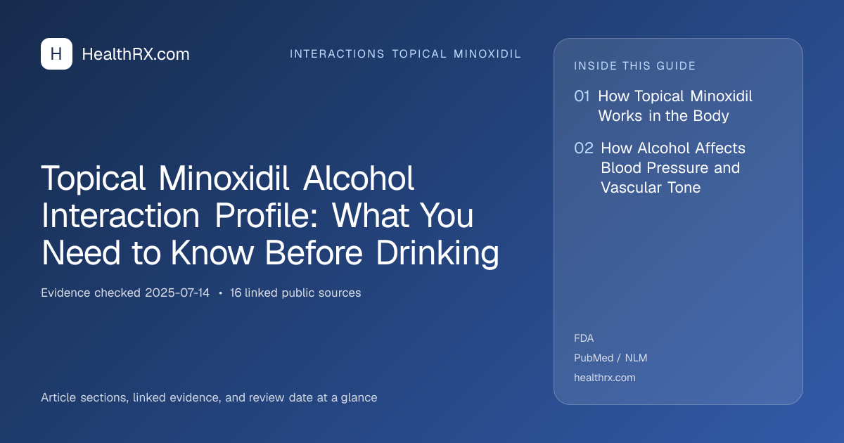 Evidence overview for interactions topical minoxidil: Topical Minoxidil Alcohol Interaction Profile: What You Need to Know Before Drinking