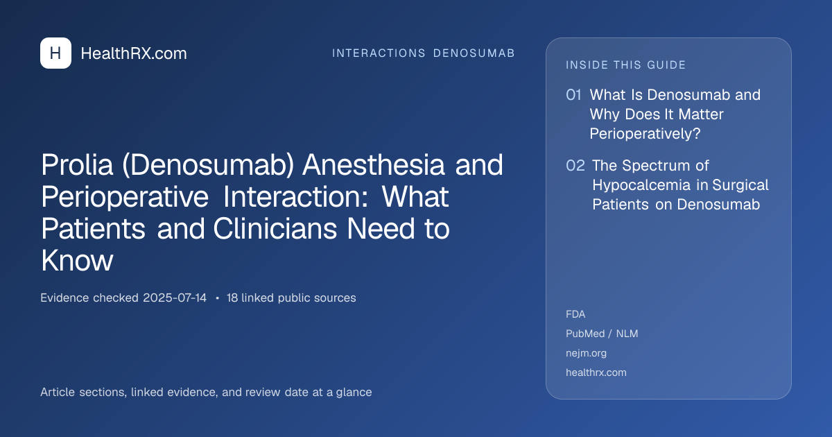 Evidence overview for interactions denosumab: Prolia (Denosumab) Anesthesia and Perioperative Interaction: What Patients and Clinicians Need to Know