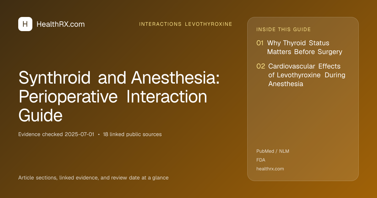 Evidence overview for interactions levothyroxine: Synthroid and Anesthesia: Perioperative Interaction Guide