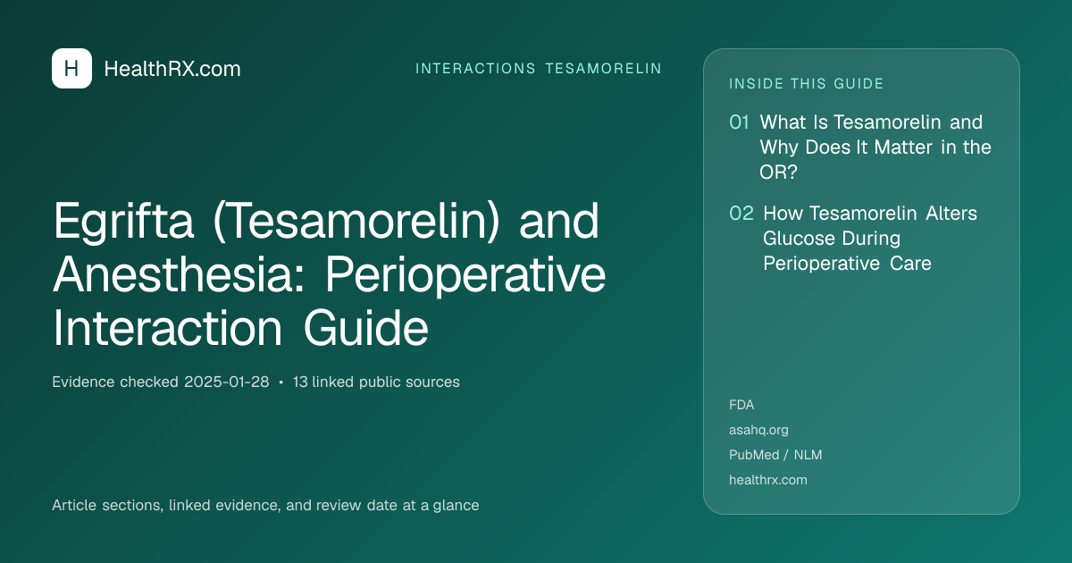 Evidence overview for Egrifta (Tesamorelin) and Anesthesia: Perioperative Interaction Guide