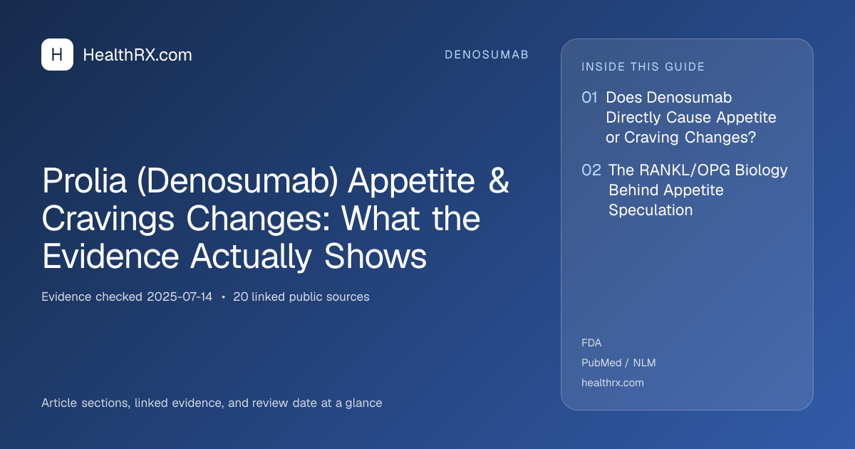Evidence overview for denosumab: Prolia (Denosumab) Appetite & Cravings Changes: What the Evidence Actually Shows