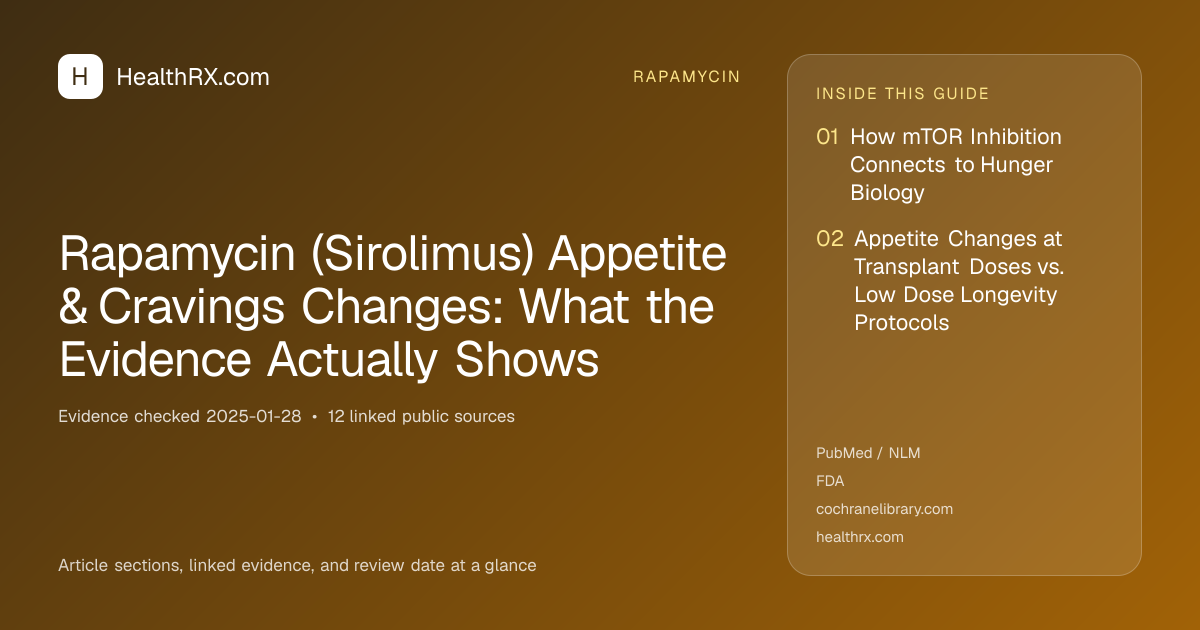 Evidence overview for rapamycin: Rapamycin (Sirolimus) Appetite & Cravings Changes: What the Evidence Actually Shows