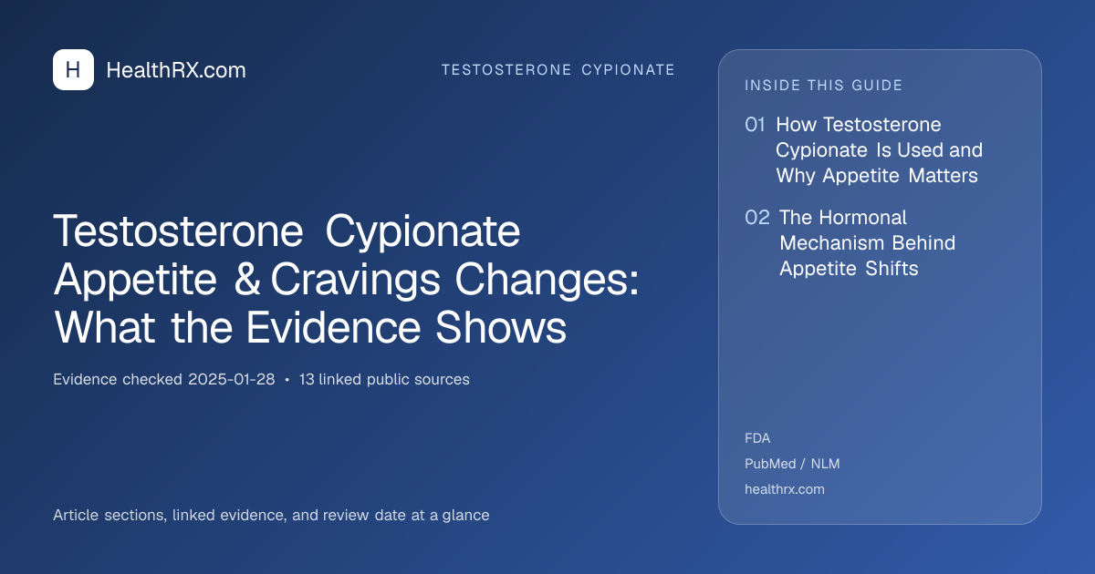 Evidence overview for Testosterone Cypionate Appetite & Cravings Changes: What the Evidence Shows