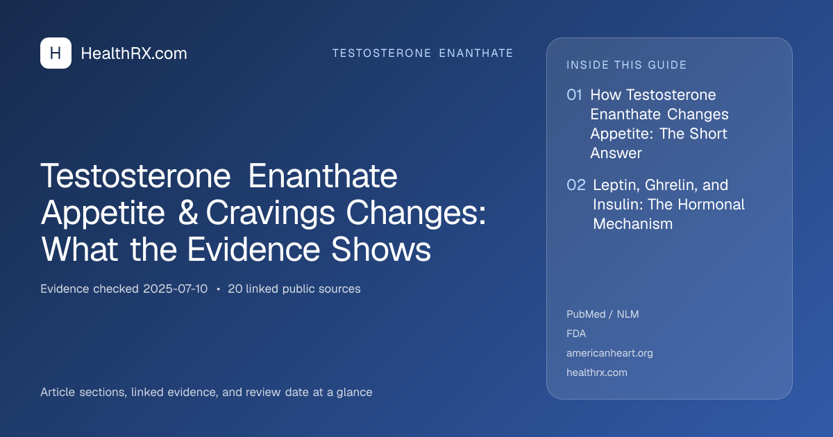 Evidence overview for Testosterone Enanthate Appetite & Cravings Changes: What the Evidence Shows