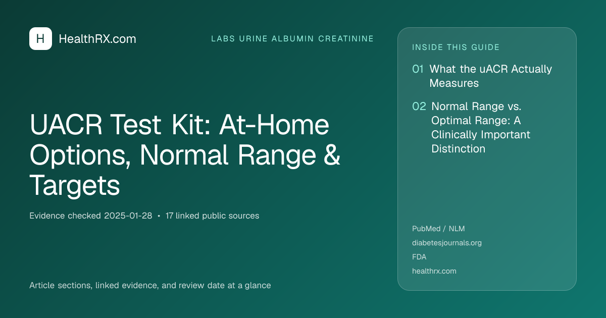 Evidence overview for UACR Test Kit: At-Home Options, Normal Range & Targets