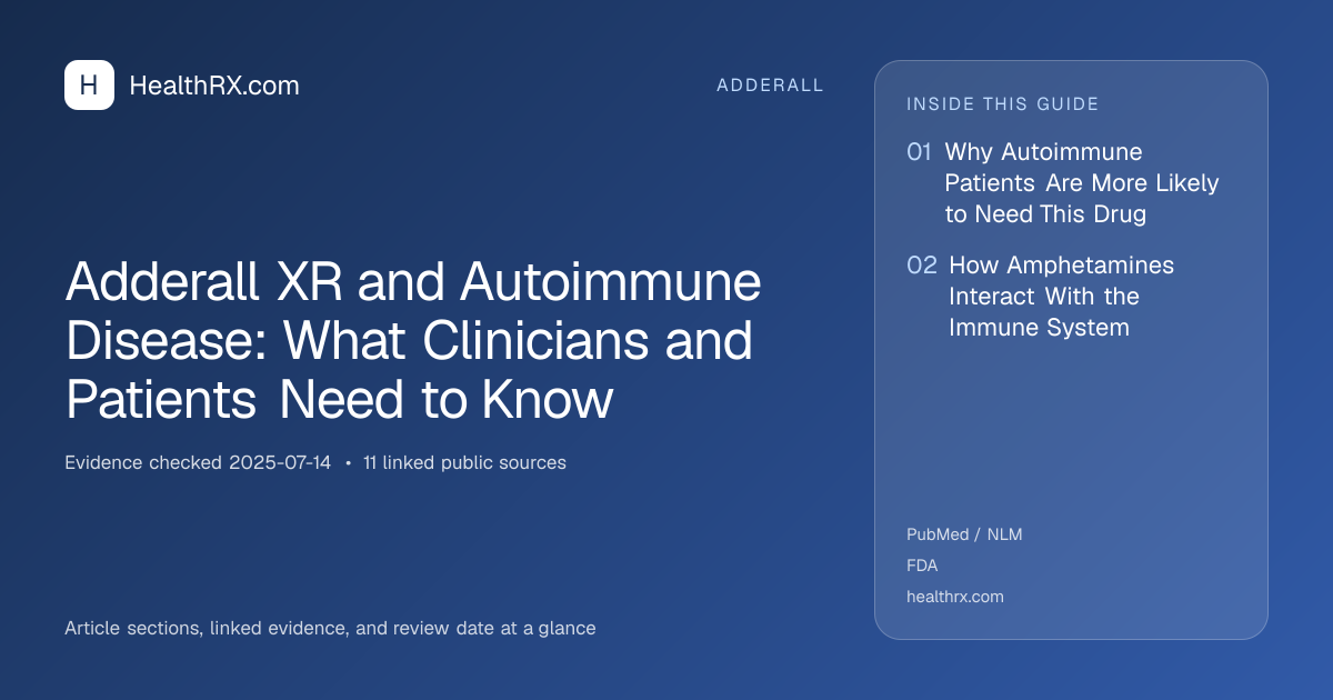 Evidence overview for adderall: Adderall XR and Autoimmune Disease: What Clinicians and Patients Need to Know