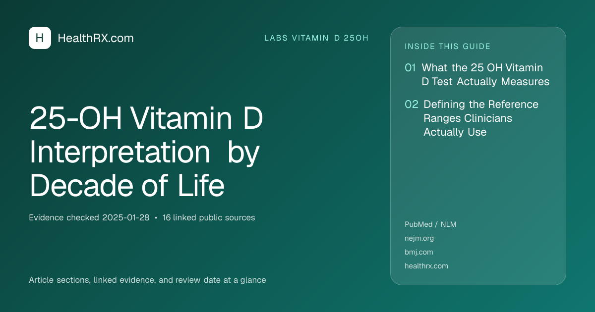 Evidence overview for 25-OH Vitamin D Interpretation by Decade of Life