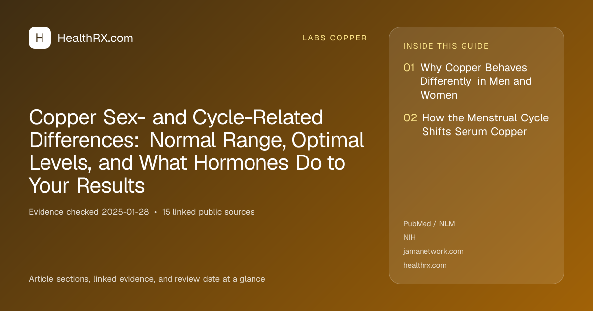 Evidence overview for Copper Sex- and Cycle-Related Differences: Normal Range, Optimal Levels, and What Hormones Do to Your Results