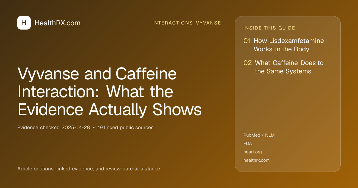Evidence overview for interactions vyvanse: Vyvanse and Caffeine Interaction: What the Evidence Actually Shows