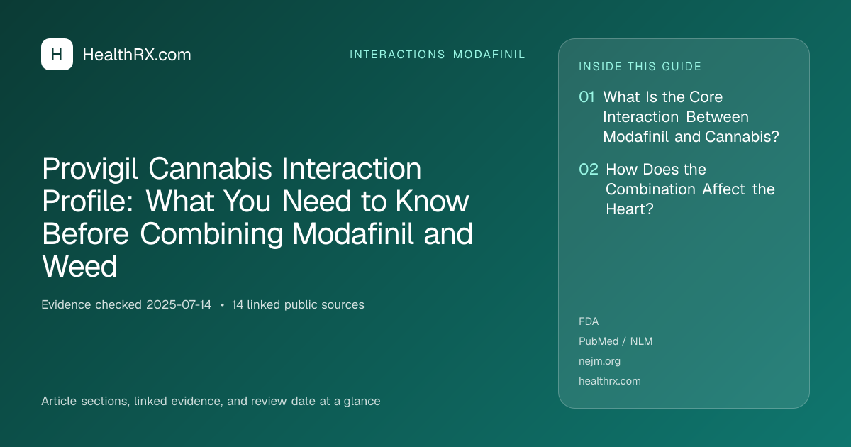 Evidence overview for interactions modafinil: Provigil Cannabis Interaction Profile: What You Need to Know Before Combining Modafinil and Weed