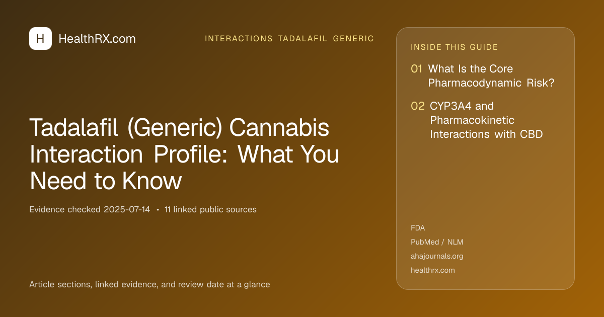 Evidence overview for interactions tadalafil generic: Tadalafil (Generic) Cannabis Interaction Profile: What You Need to Know