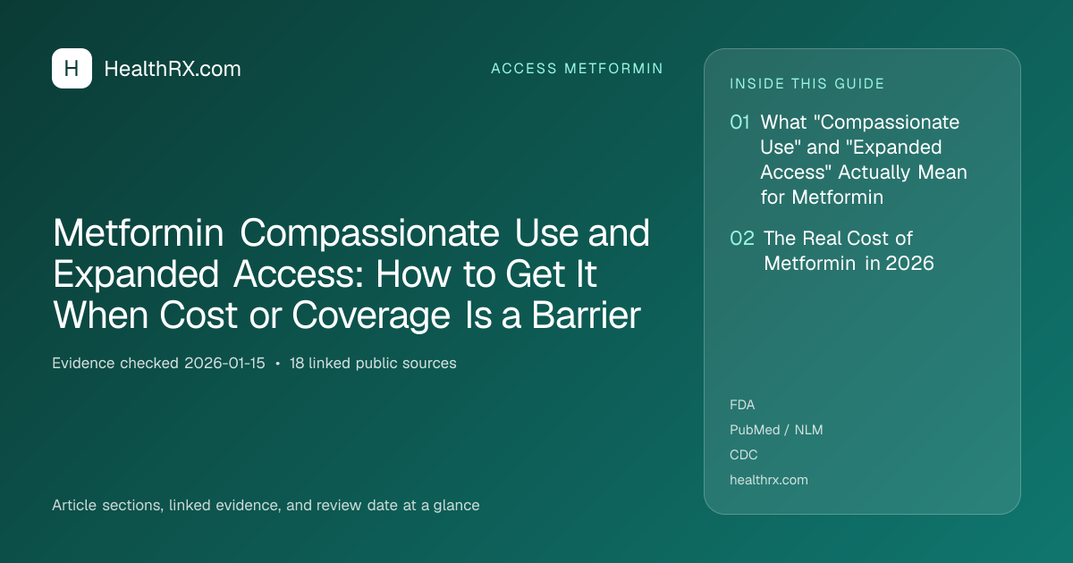 Evidence overview for Metformin Compassionate Use and Expanded Access: How to Get It When Cost or Coverage Is a Barrier