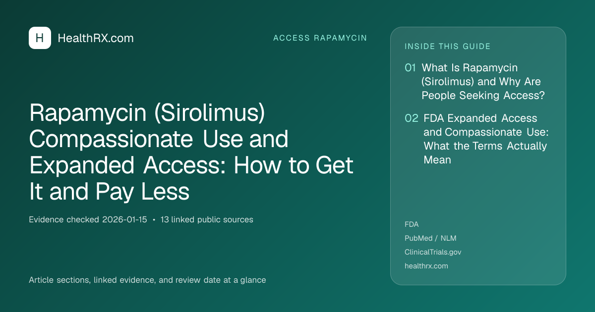 Evidence overview for Rapamycin (Sirolimus) Compassionate Use and Expanded Access: How to Get It and Pay Less