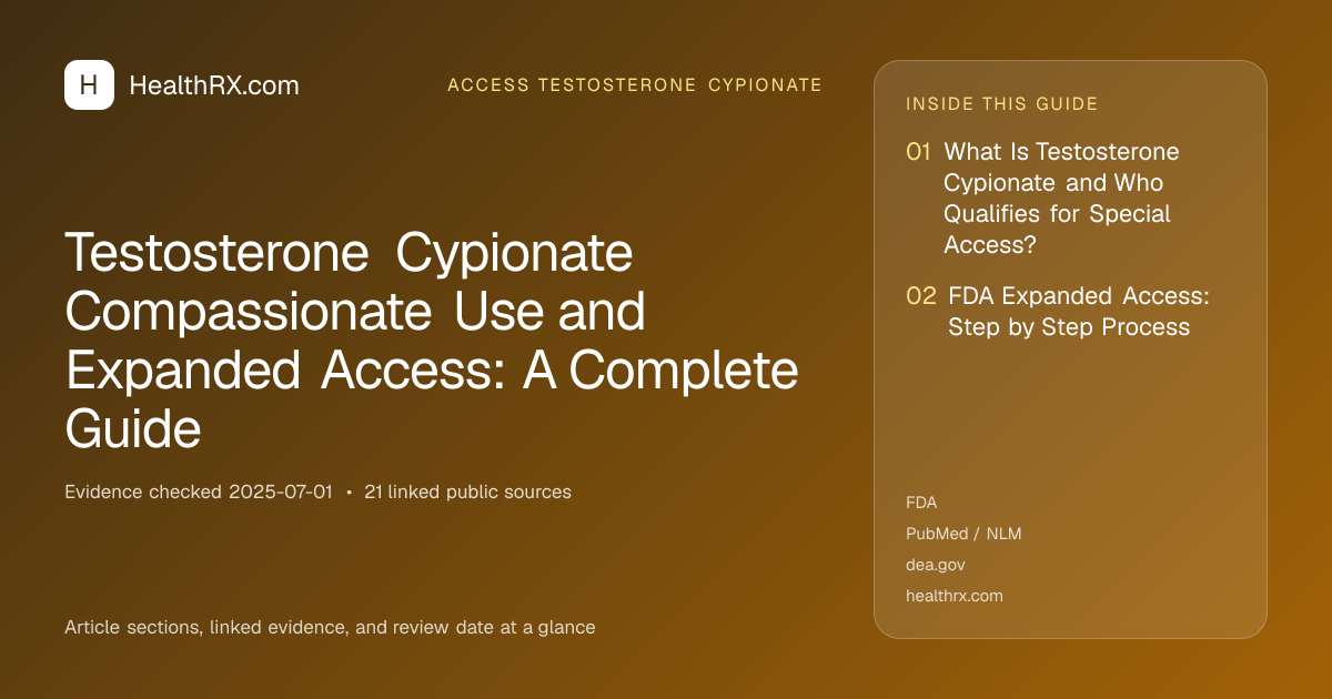 Evidence overview for Testosterone Cypionate Compassionate Use and Expanded Access: A Complete Guide